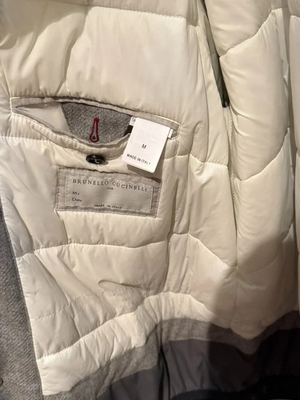 Brunello Cucinelli Grey and White Ski Jacket in Wool/Cashmere/Silk, men's size M